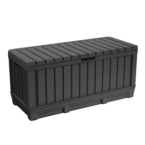 Keter Kentwood Resin Trunk with Wood Effect, Lid with Capacity 260 kilograms, Brown