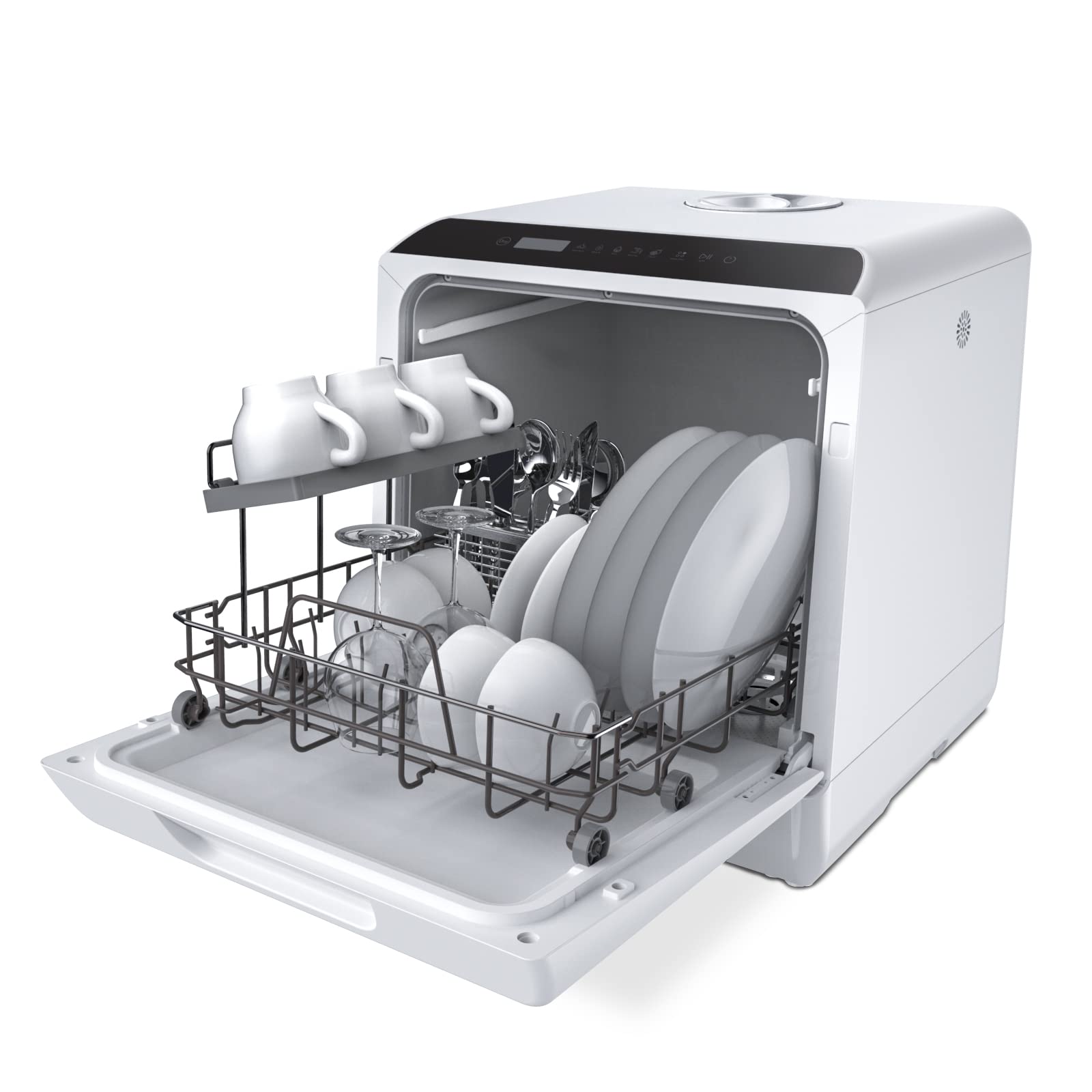 Hermitlux Countertop Dishwasher, 5 Washing Programs Portable Dishwasher With 5-Liter Built-in Water Tank, No Hookup Needed
