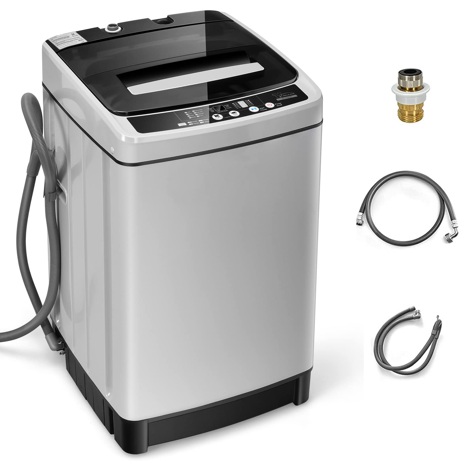 Giantex Full Automatic Washing Machine, 2 in 1 Portable Laundry Washer 1.5Cu.Ft 11lbs Capacity Washer and Spinner Combo 8 Programs 10 Water Levels Energy Saving Top Load Washer for Apartment Dorm